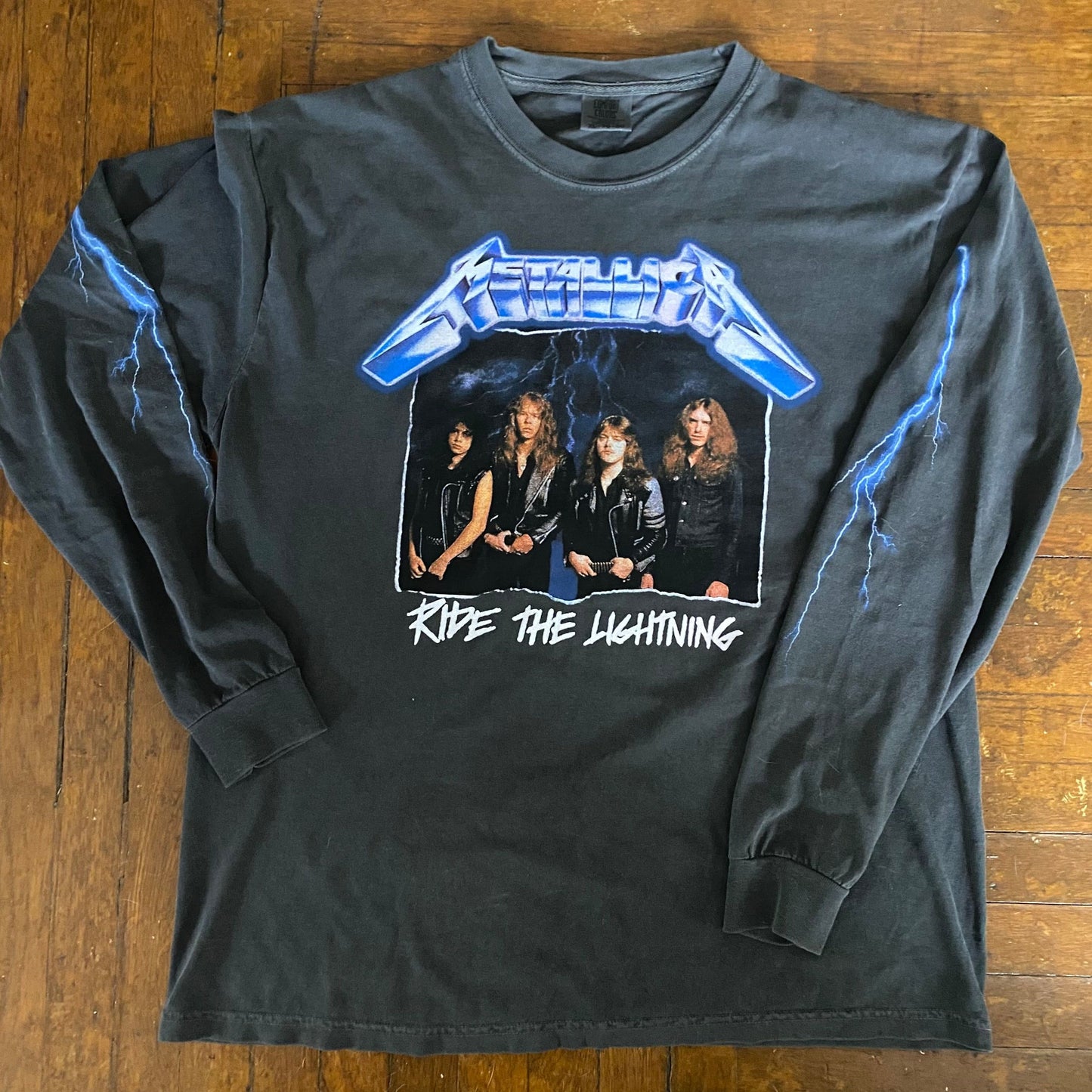METALLICA Ride The Lightning Dark Charcoal Black XL Long Sleeve Shirt