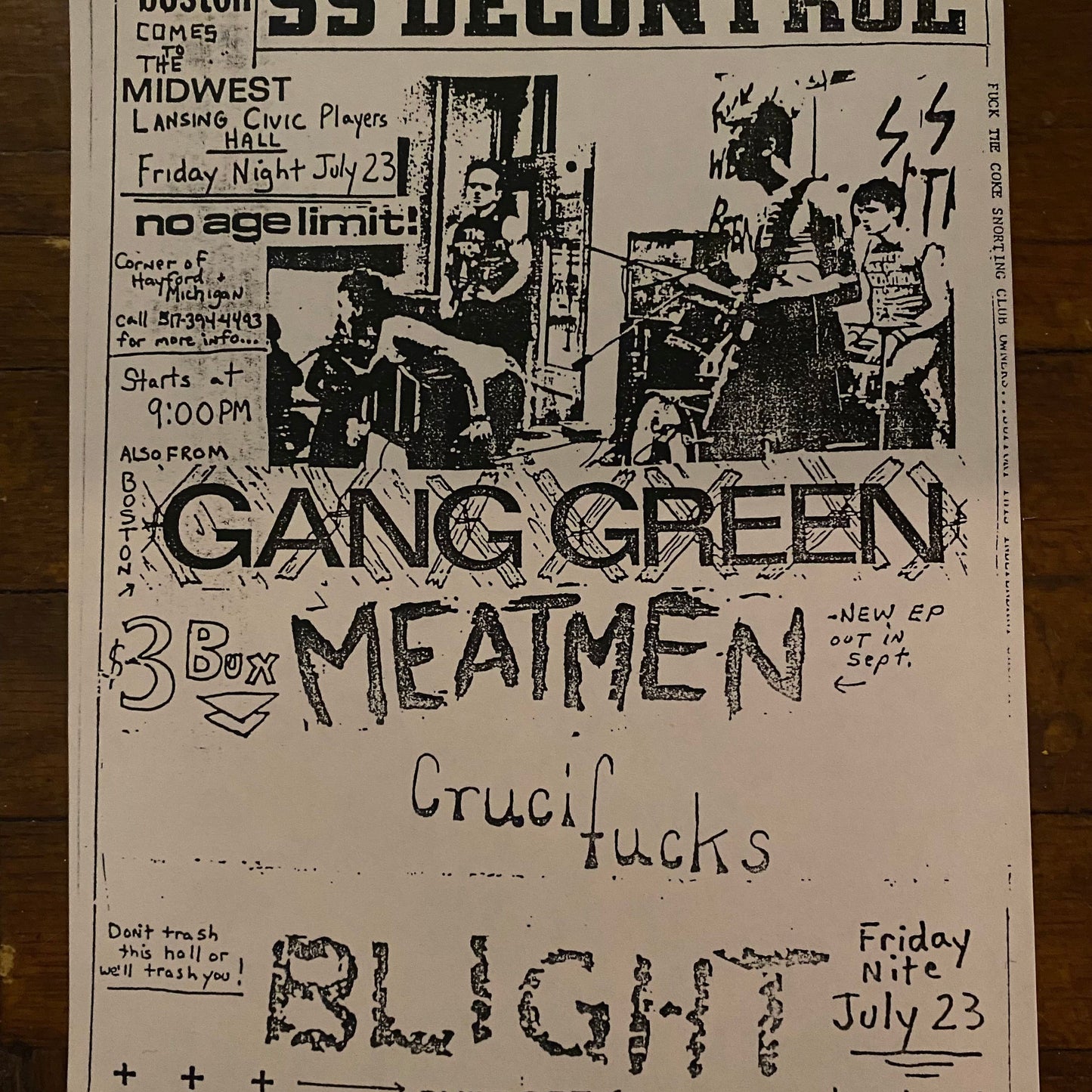SS DECONTROL SSD GANG GREEN MEATMEN CRUCIFUCKS BLIGHT 1982 Flyer