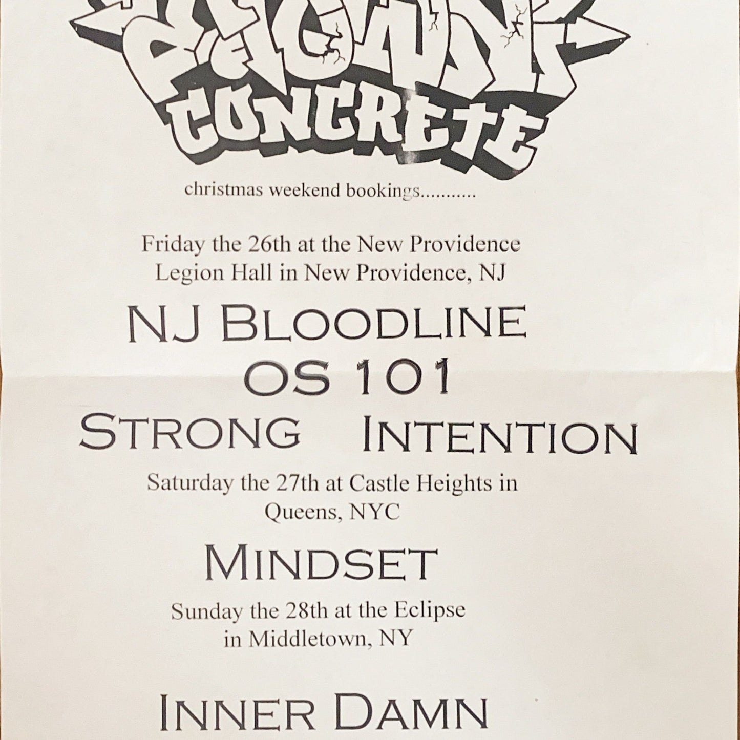 E TOWN CONCRETE 1997 / 1998 Shows Flyer Poster