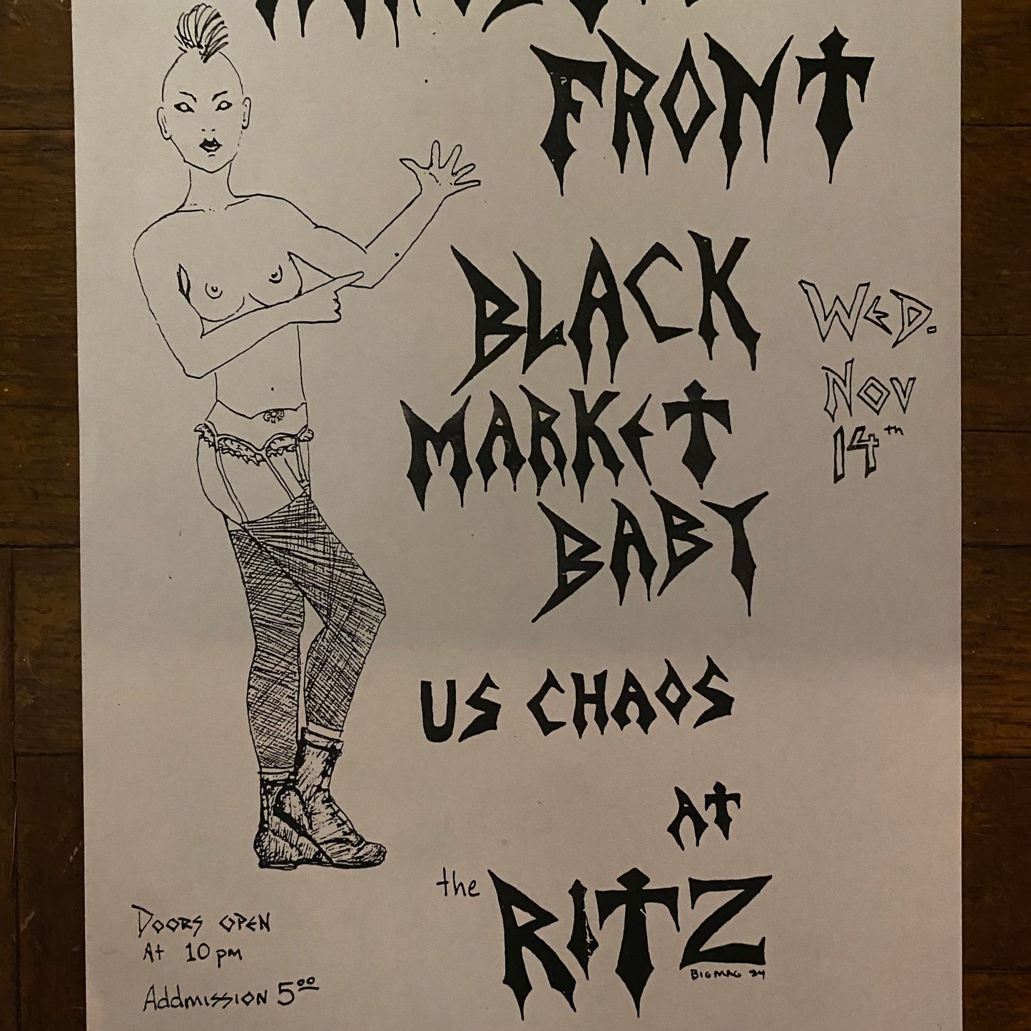 AGNOSTIC FRONT BLACK MARKET BABY US CHAOS 1984 Flyer