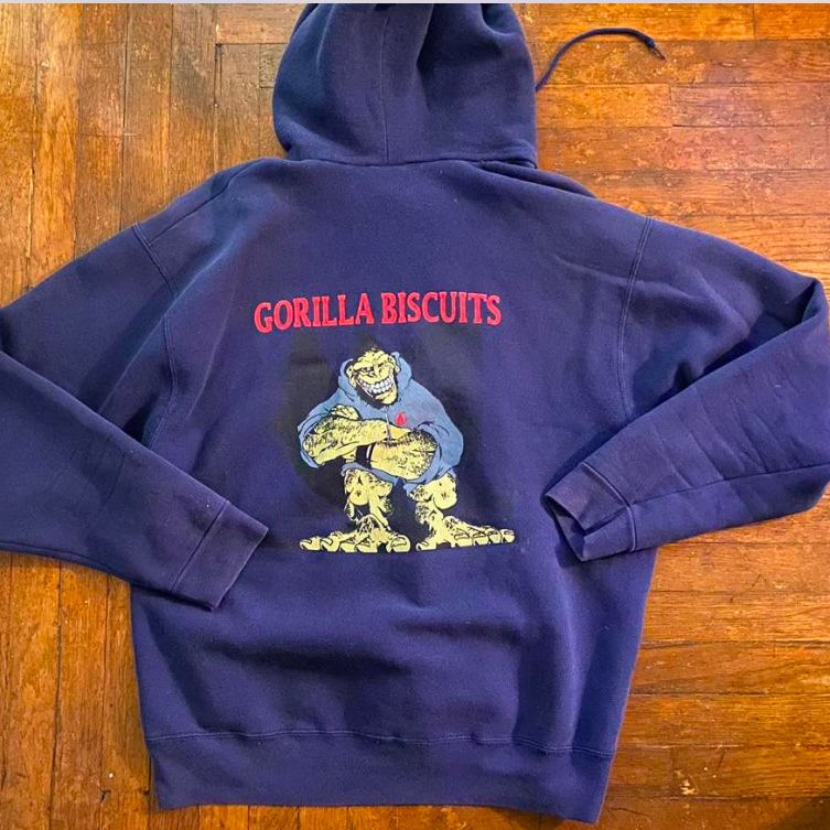 GORILLA BISCUITS Hold Your Ground Navy Blue XL Hoodie Hooded Sweatshirt