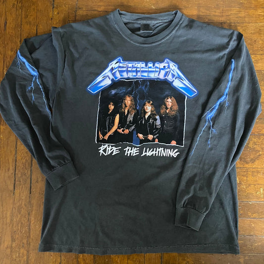 METALLICA Ride The Lightning Dark Charcoal Black XL Long Sleeve Shirt