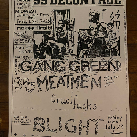 SS DECONTROL SSD GANG GREEN MEATMEN CRUCIFUCKS BLIGHT 1982 Flyer