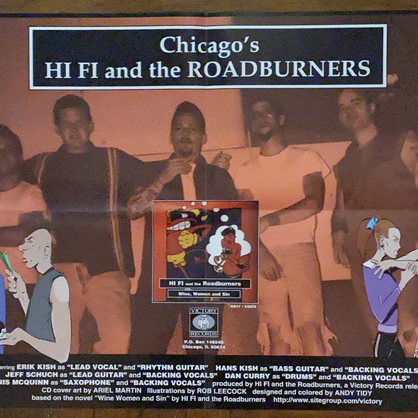 HI FI AND THE ROADBURNERS Chicago / Just Kicked My Ass Black XL T-Shirt & Poster