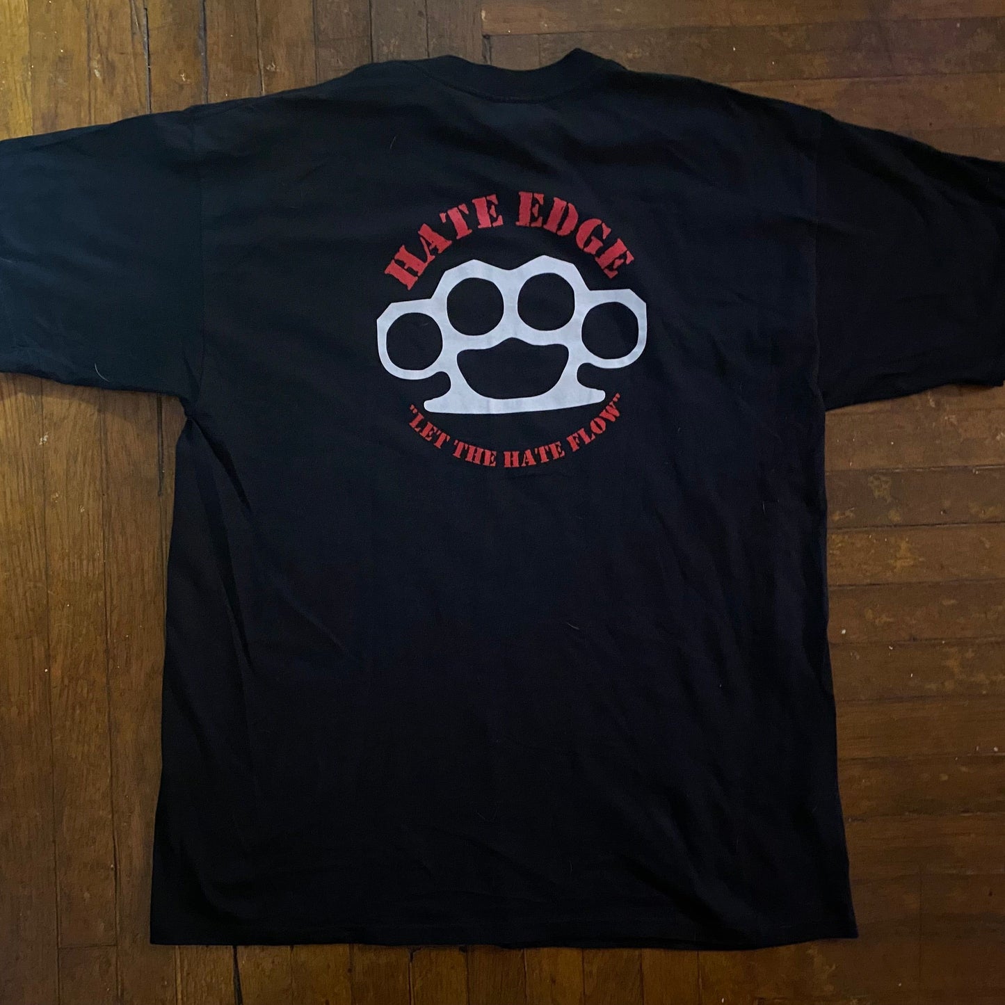 HATE EDGE Brass Knuckles Let The Hate Flow Black XL T-Shirt