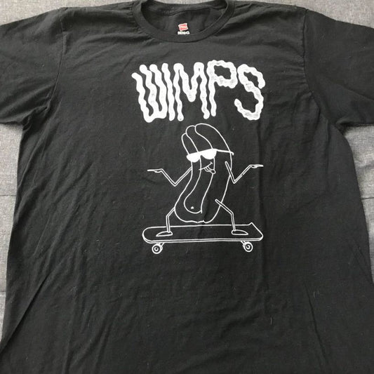 WIMPS  Skateboarding Hotdog Black XL T-Shirt with Glow-In-The-Dark Ink