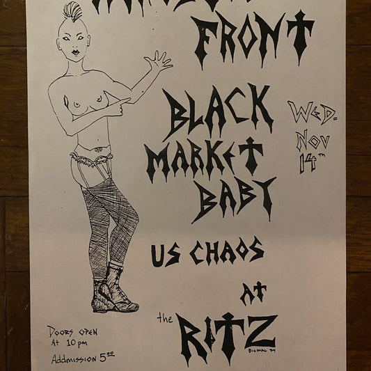 AGNOSTIC FRONT BLACK MARKET BABY US CHAOS 1984 Flyer