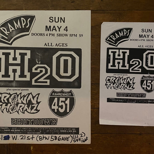 H2O CROWN OF THORNZ SHUTDOWN FAHRENHEIT 451 1997 Show Flyer & Handbill