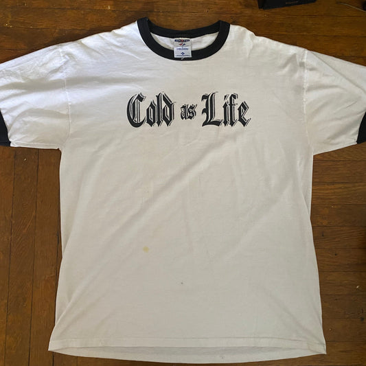 COLD AS LIFE White with Black XL Ringer T-Shirt