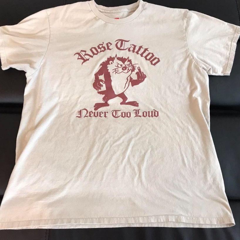 ROSE TATTOO Never Too Loud XL Beige T-Shirt